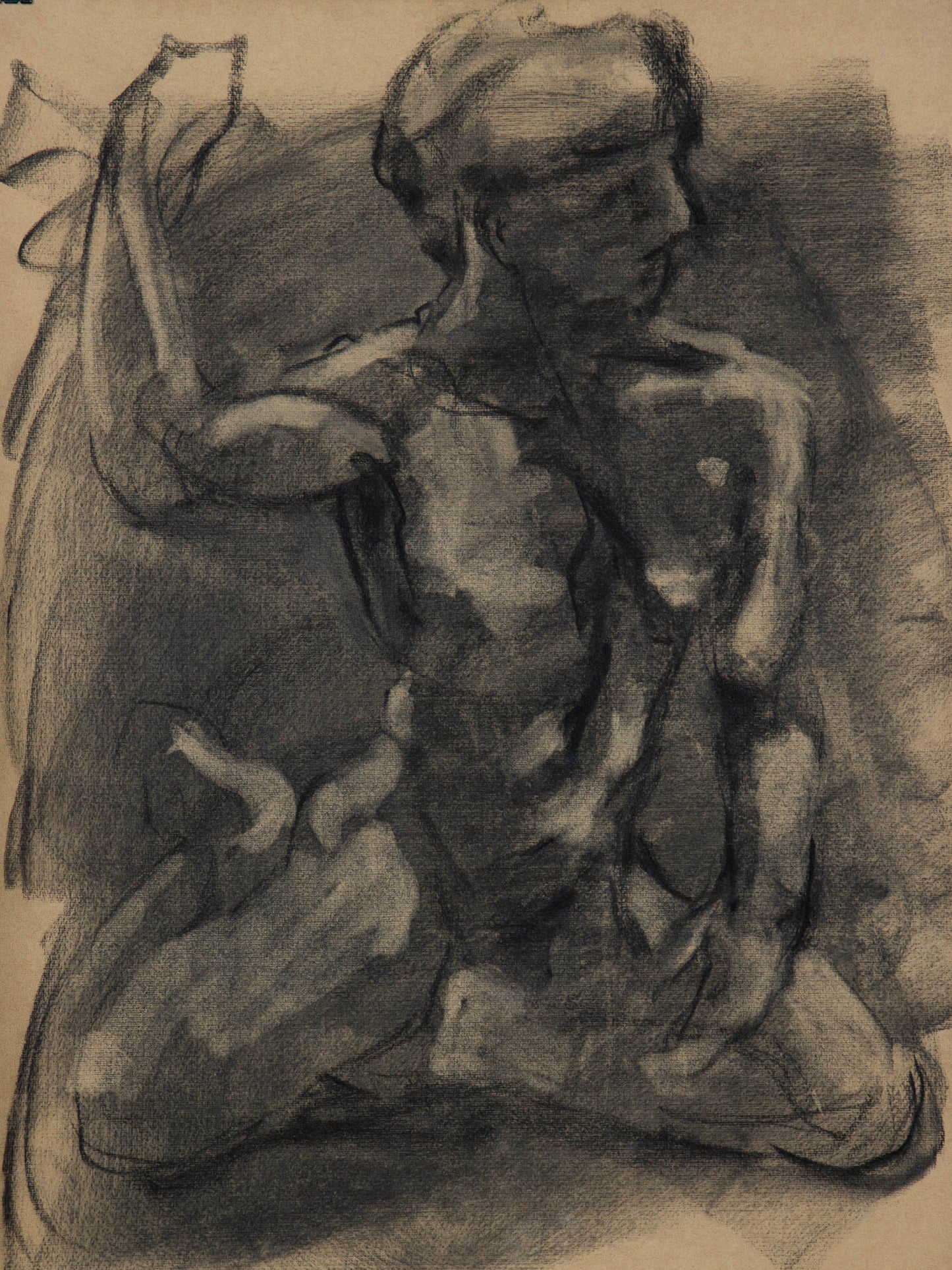 Becoming I, 2026, original soft pastel and charcoal live drawing by Bogdan Jensen from Le Garçon le plus triste du monde in Berlin