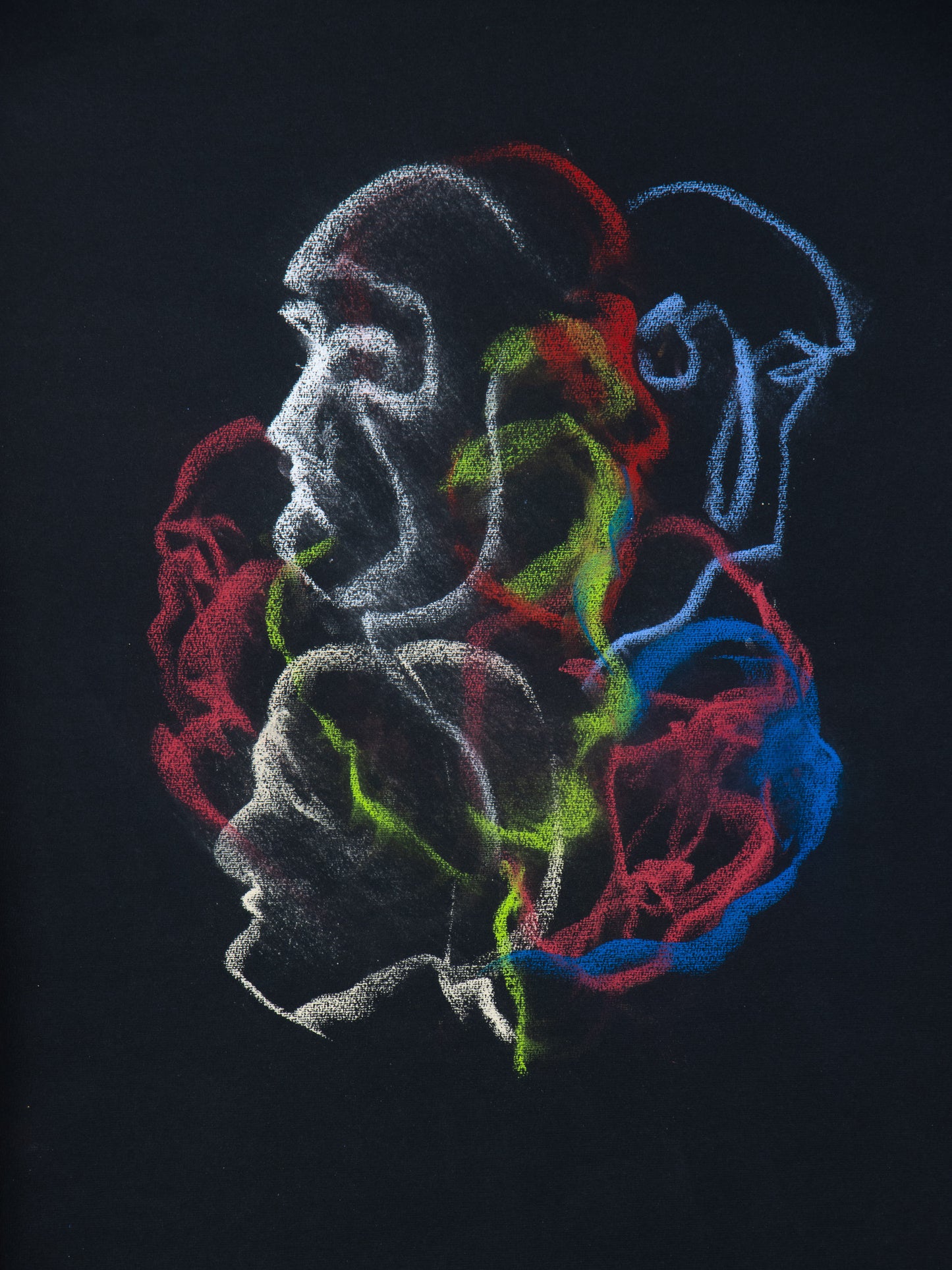 Écho II, 2026 original layered live portrait drawing by Bogdan Jensen as a trace of presence and memory