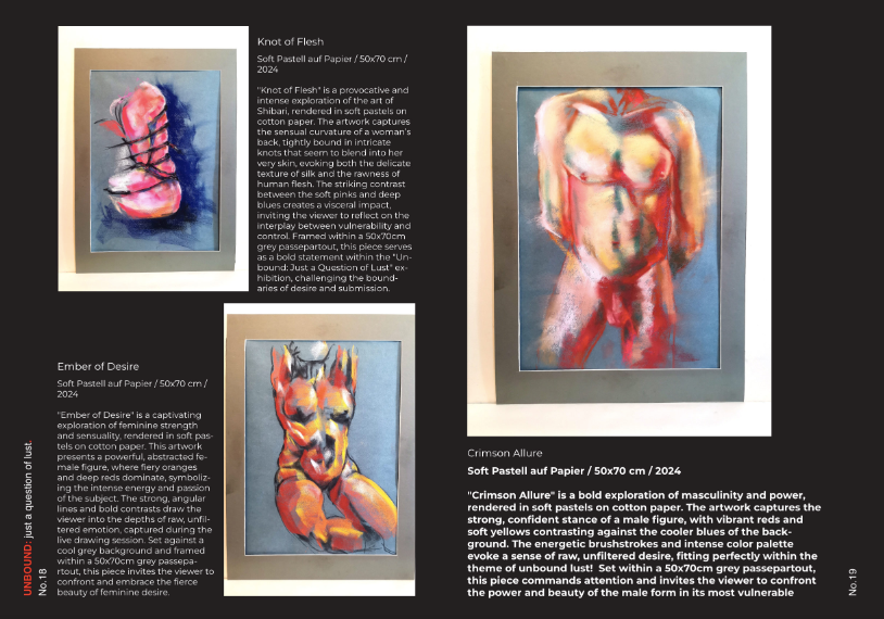 Picture showing the editorial of Pride Art from the "Unbound" Exhibition. It features various works from artist Bogdan Jensen. 