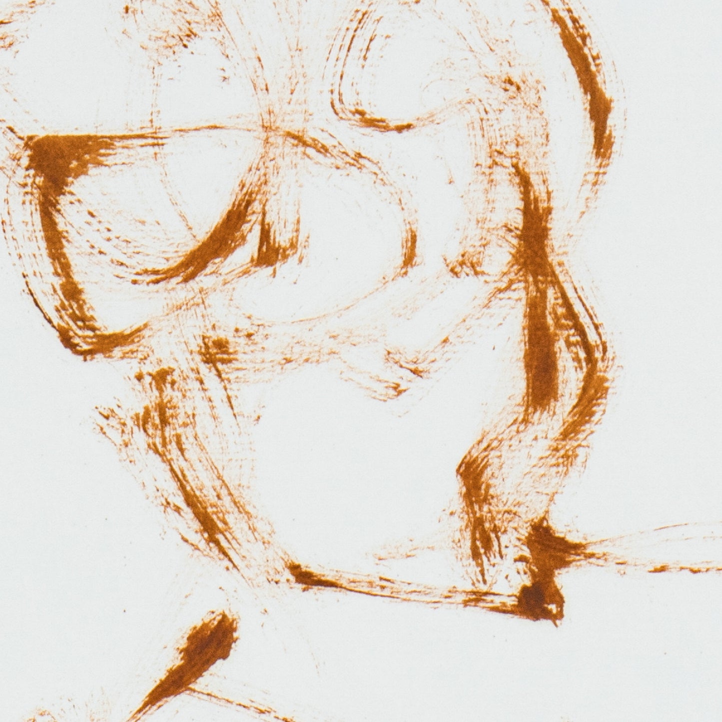 Close-up of A Shape I Almost Knew fine art print by Bogdan Jensen showing delicate line texture, warm brown marks, and the spare figure drawing