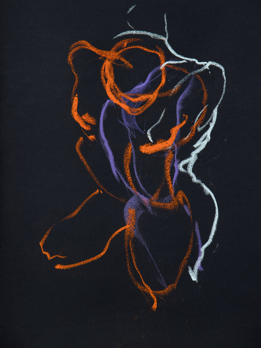 Abstraction I, 2026 original abstracted live figure drawing by Bogdan Jensen reduced to movement colour and contour
