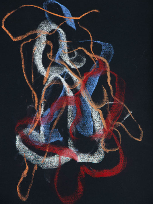 Abstraction II, 2026 original abstract live figure drawing by Bogdan Jensen where the body dissolves into overlapping lines