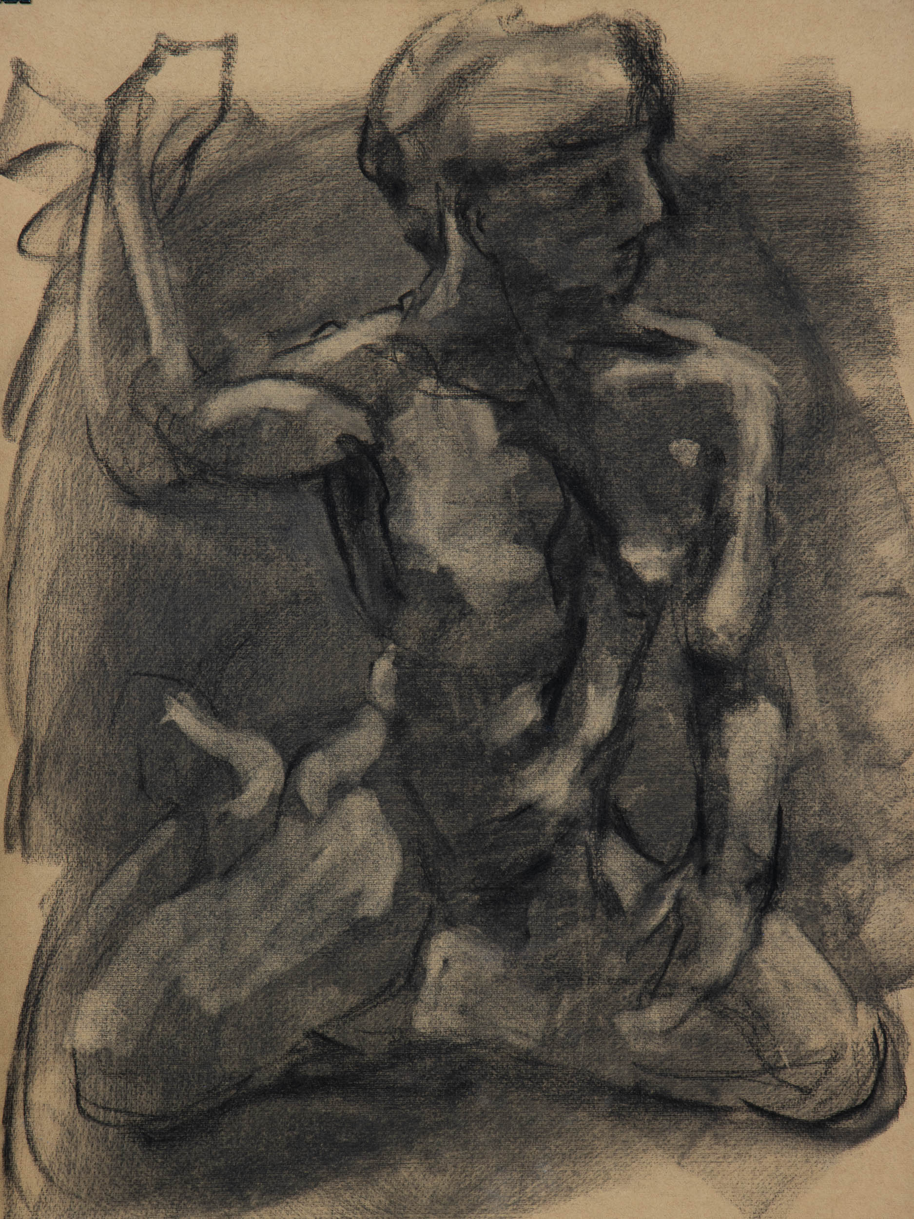 Becoming I, 2026, original soft pastel and charcoal live drawing by Bogdan Jensen from Le Garçon le plus triste du monde in Berlin