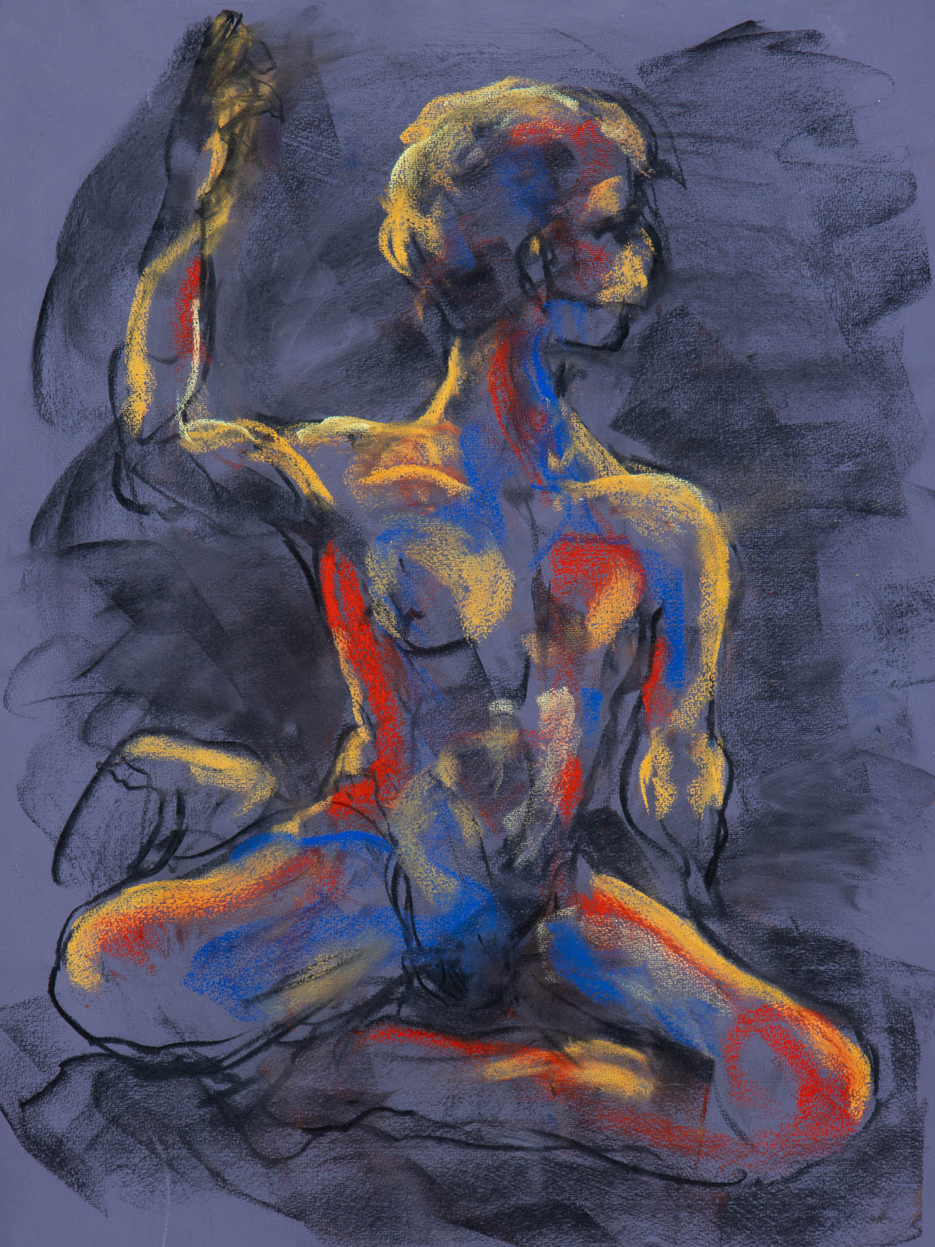 Becoming III, 2026, original soft pastel and charcoal live drawing by Bogdan Jensen from Le Garçon le plus triste du monde in Berlin