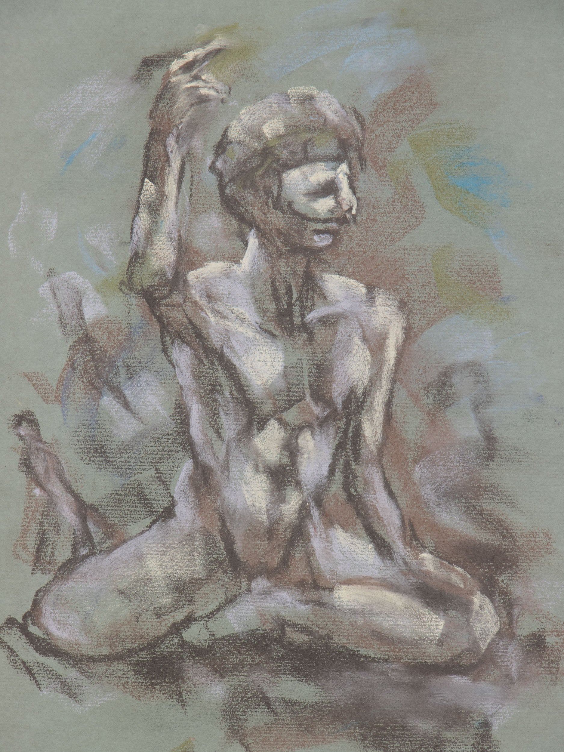 Becoming IV, 2026, original soft pastel and charcoal live drawing by Bogdan Jensen from Le Garçon le plus triste du monde in Berlin