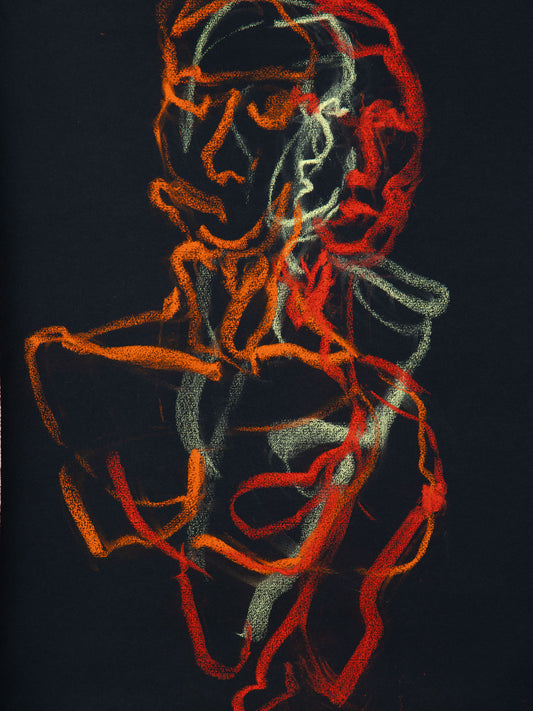 Chanson III, 2026 original live drawing by Bogdan Jensen capturing body voice rhythm and gesture in performance