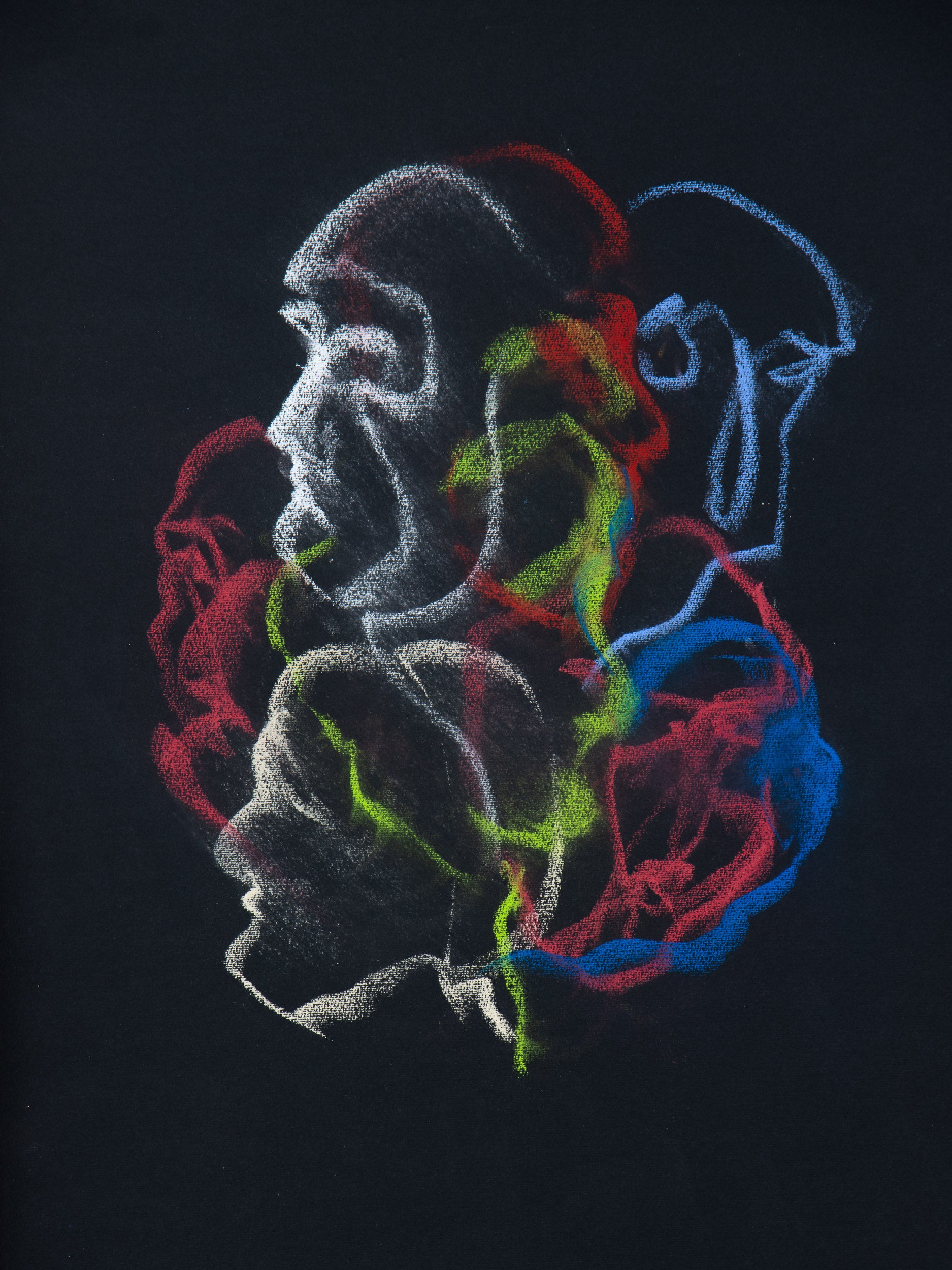 Écho II, 2026 original layered live portrait drawing by Bogdan Jensen as a trace of presence and memory