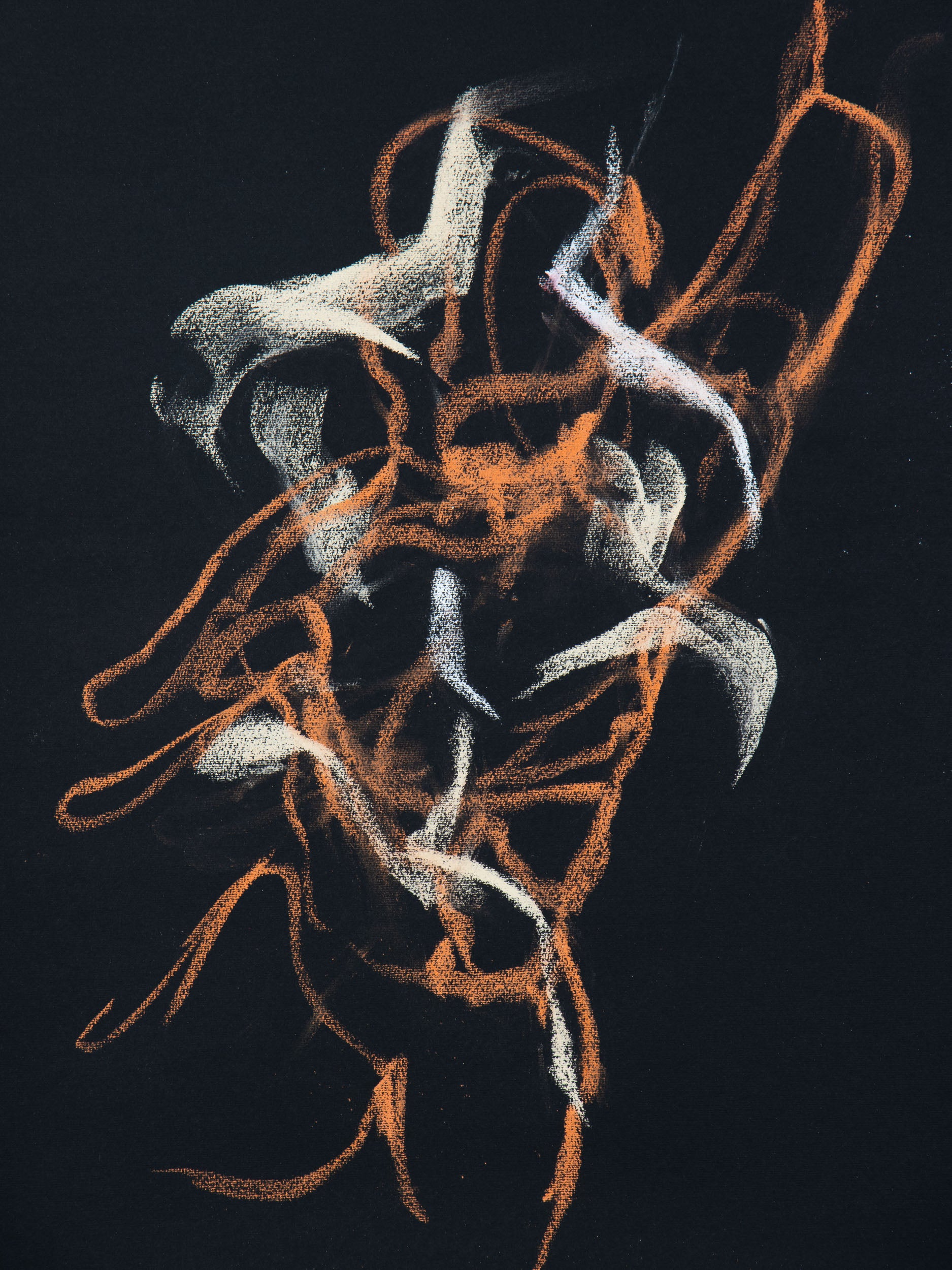 Figure III, 2026 original live figure drawing by Bogdan Jensen of a floating body traced through light colour and movement