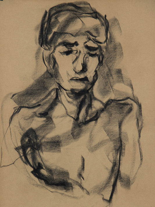 Suspended II, 2026 original seated figure drawing by Bogdan Jensen from the Berlin performance