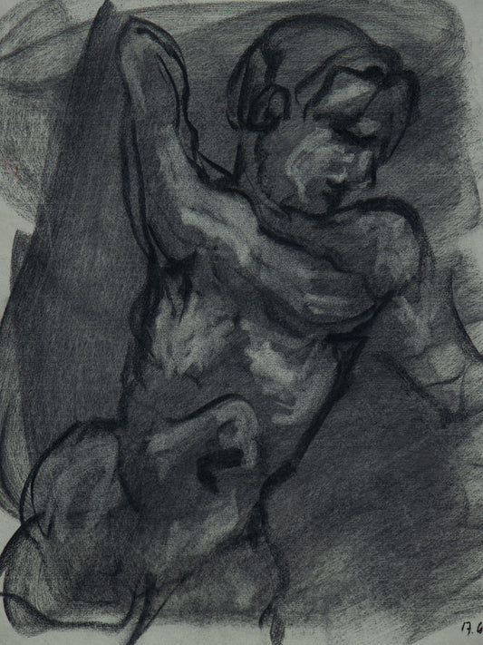 Tendu II, 2026 original live figure study by Bogdan Jensen showing strain shadow and theatrical stillness