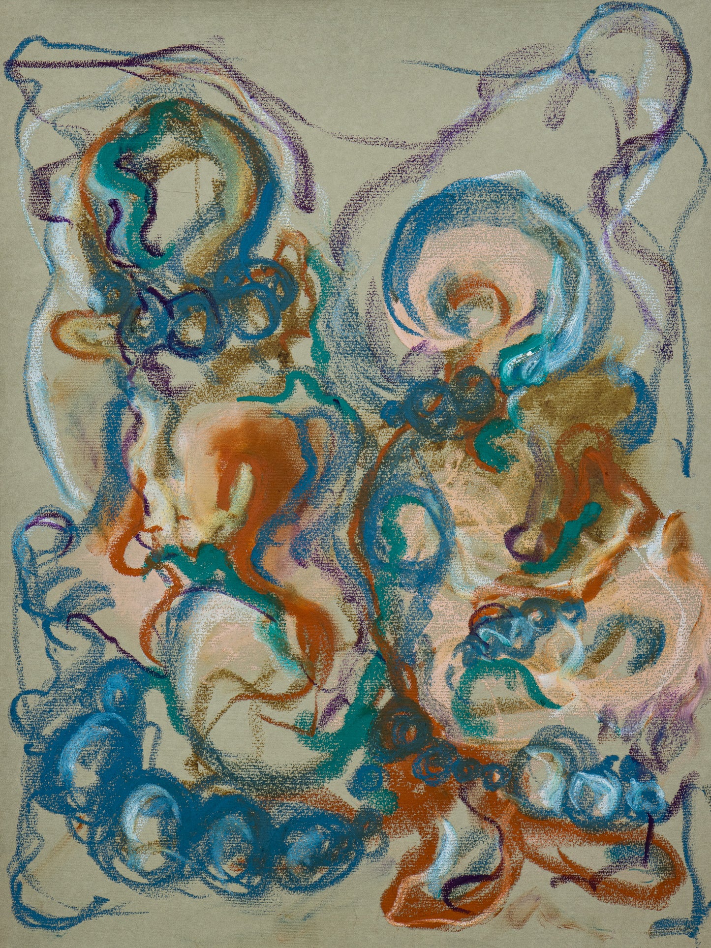 Together in the Garlands giclée fine art print by Bogdan Jensen on Hahnemühle German Etching paper, based on an abstract figurative pastel drawing